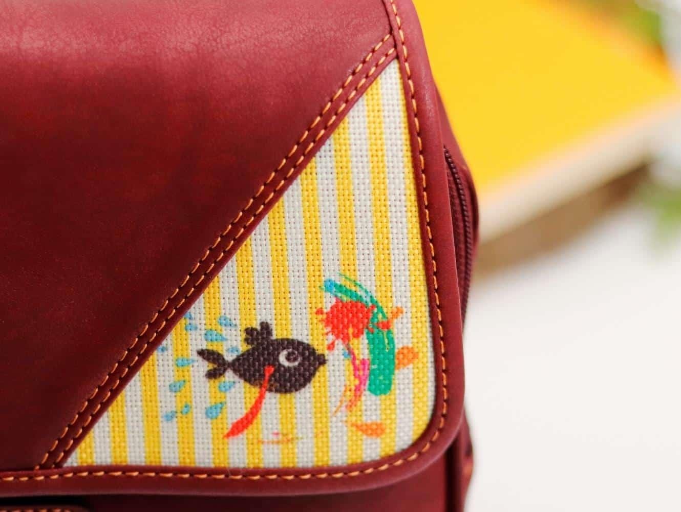 Karabalık Figürlü Business Sırt Çantası Etnik Bohem Style - BORDO