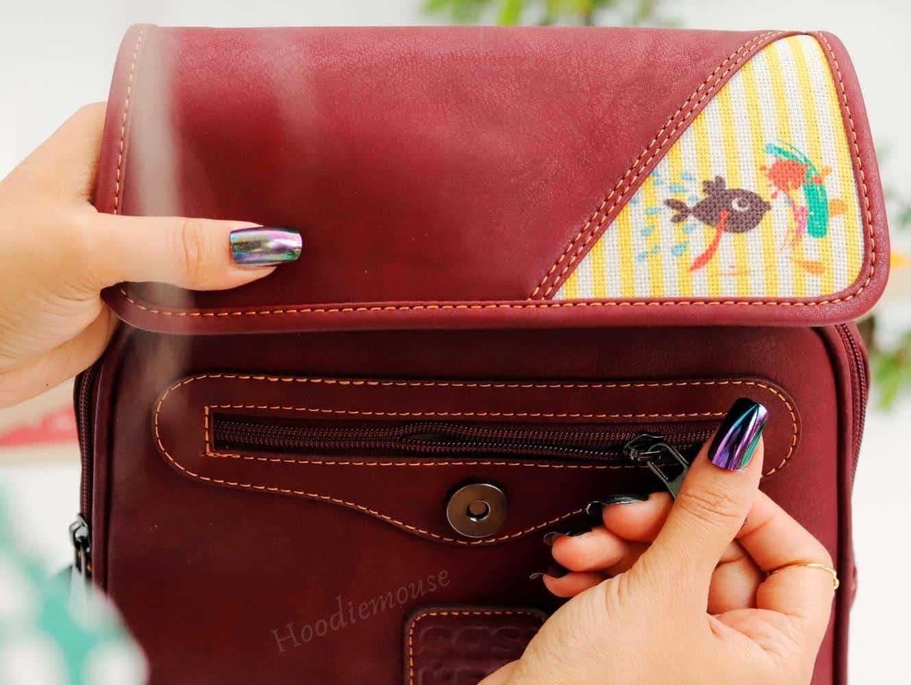 Karabalık Figürlü Business Sırt Çantası Etnik Bohem Style - BORDO