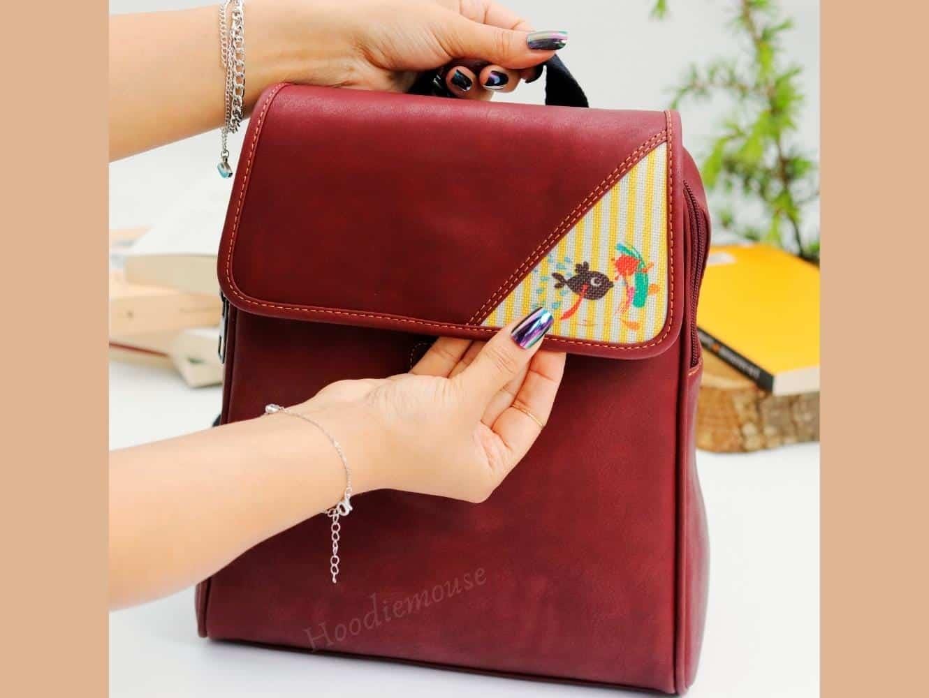 Karabalık Figürlü Business Sırt Çantası Etnik Bohem Style - BORDO