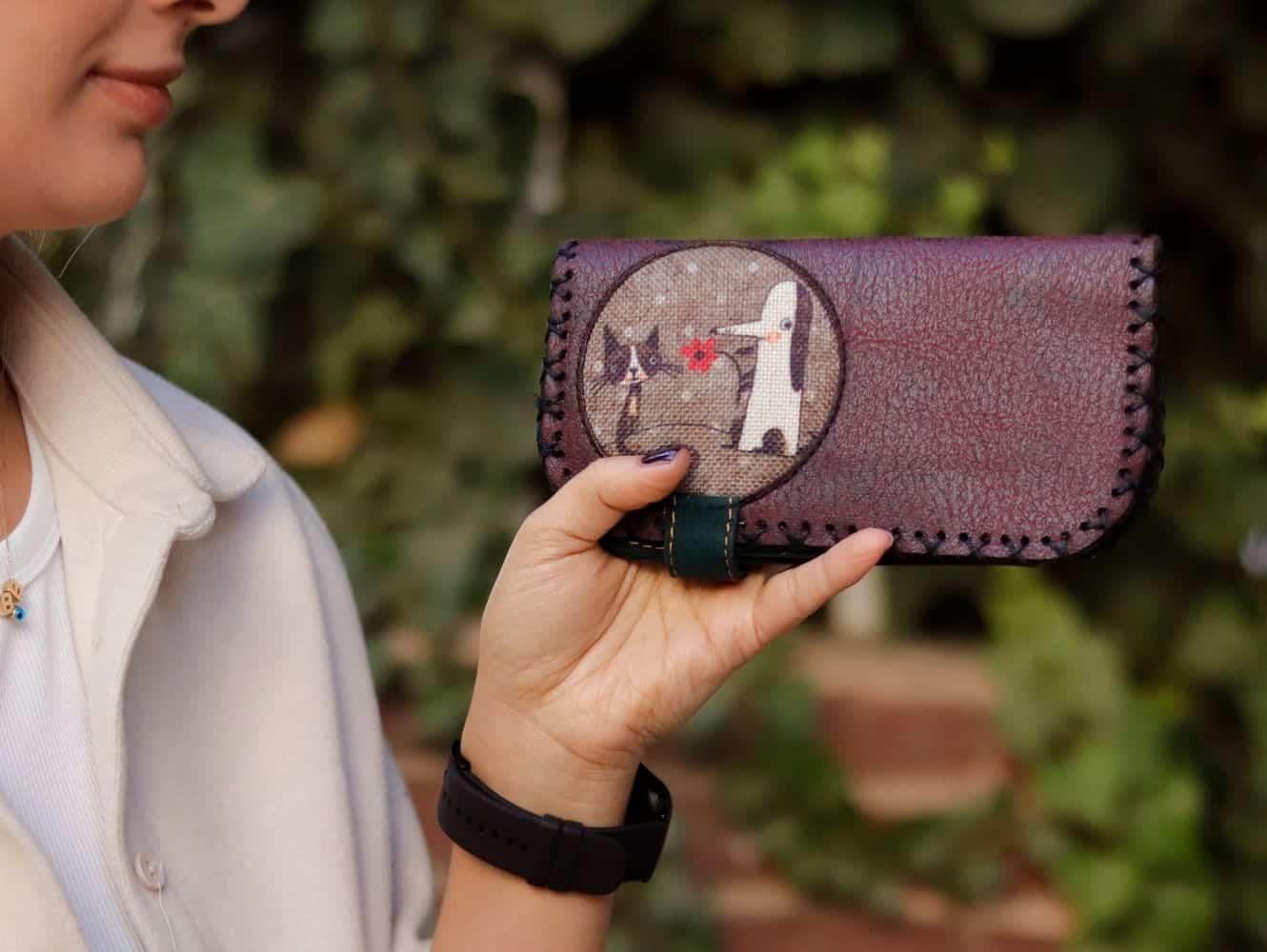 Tilki Figürlü Büyük Cüzdan Etnik Bohem Retro Vintage Style - BORDO