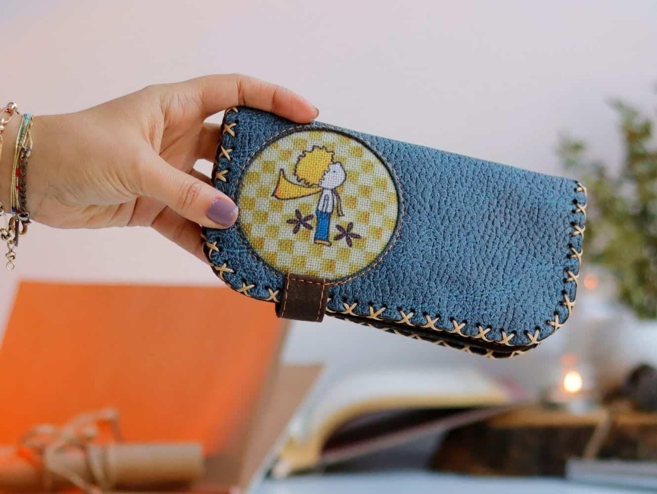 Y.Küçük Prens Figürlü Büyük Cüzdan Etnik Bohem Retro Vintage Style - PETROL