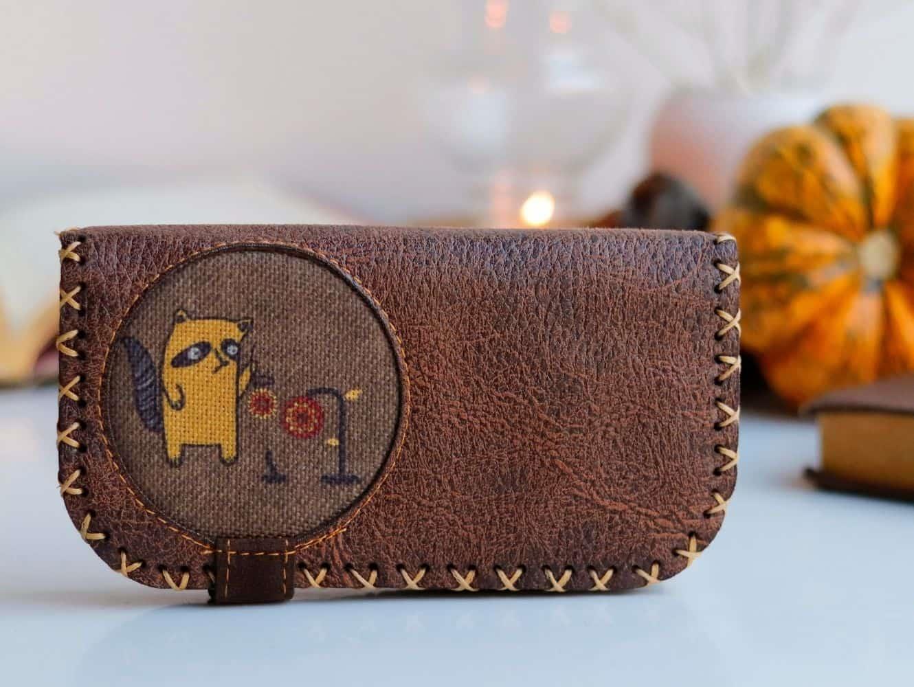 Rakun Figürlü Büyük Cüzdan Etnik Bohem Retro Vintage Style - KAHVERENGİ