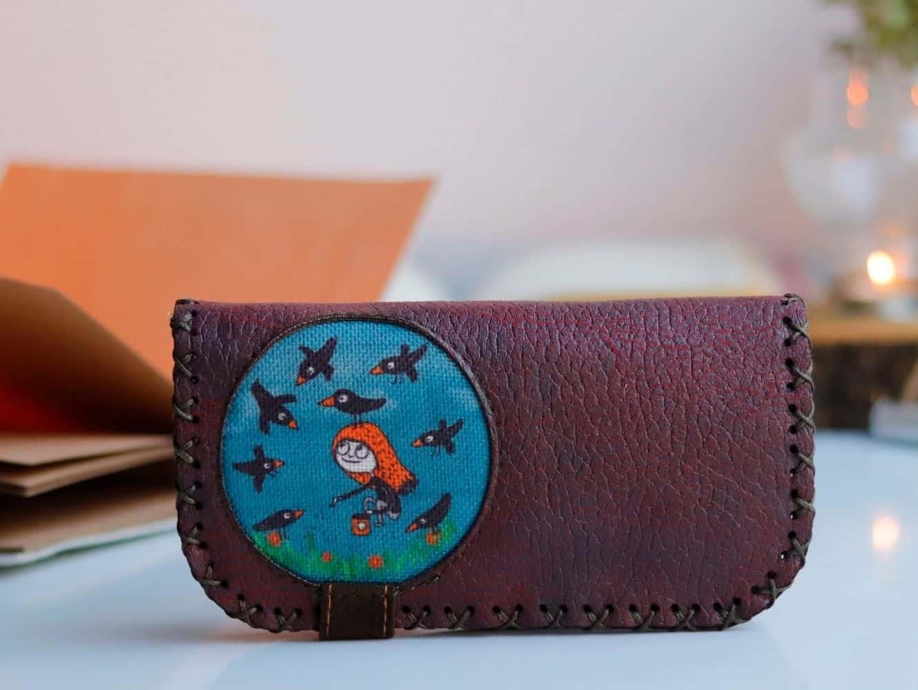 Karga Figürlü Büyük Cüzdan Etnik Bohem Retro Vintage Style - BORDO