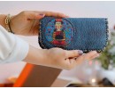Mavi Frida Figürlü Büyük Cüzdan Etnik Bohem Retro Vintage Style - PETROL