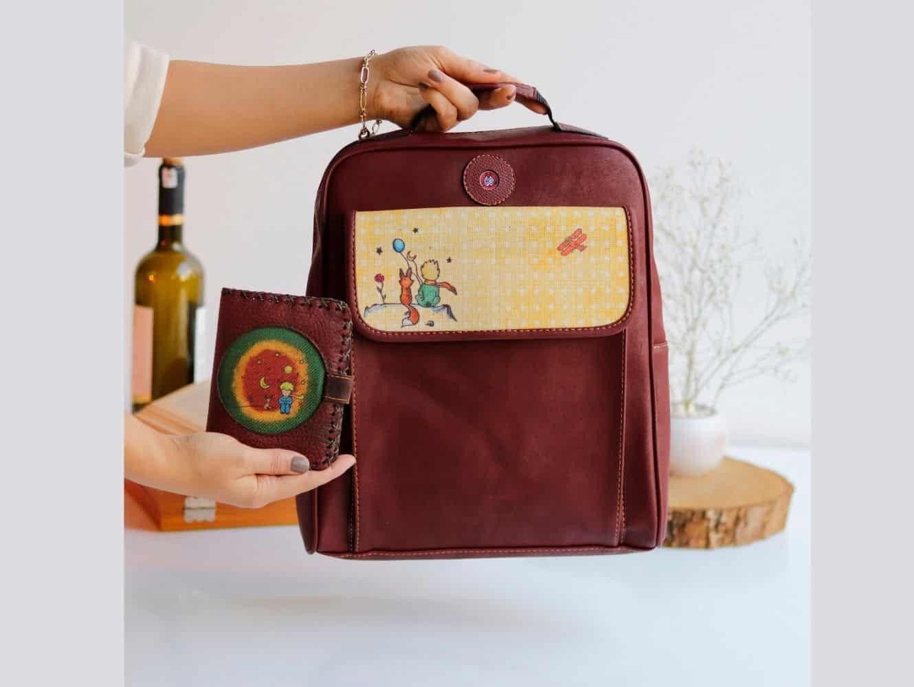 Küçük Prens Desen Unisex Bordo Canta, EKucuk Prens Bordo Cuzdan Hem Sırt Hem Capraz Hem Elde Etnik Bohem Style KOMBIN