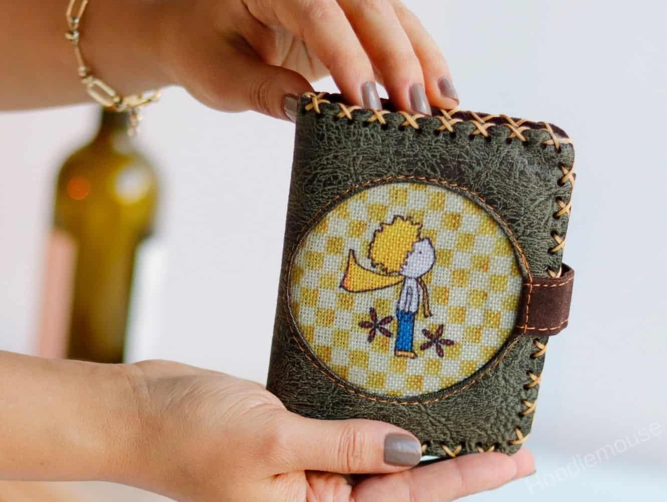 Y. Küçük Prens Figürlü Küçük Cüzdan Etnik Bohem Retro Style - Yesil