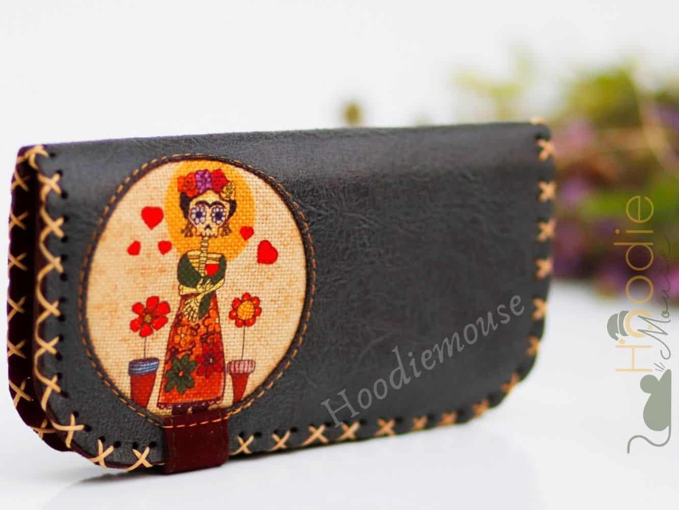 Mexsican Frida Figürlü Büyük Cüzdan Etnik Bohem Retro Vintage Style - ANTRASİT