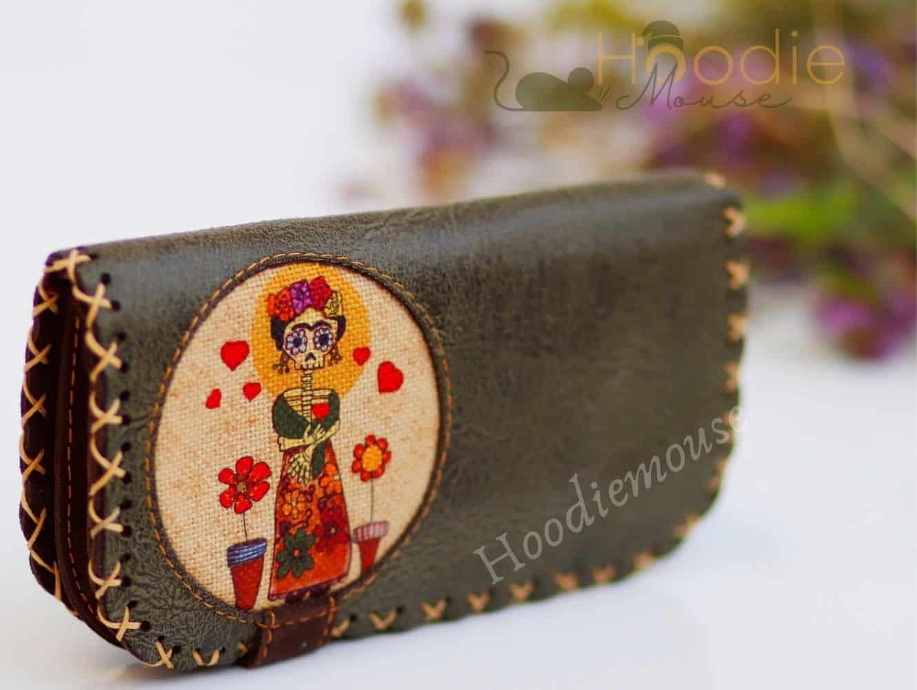 Mexsican Frida Figürlü Büyük Cüzdan Etnik Bohem Retro Vintage Style - YESİL