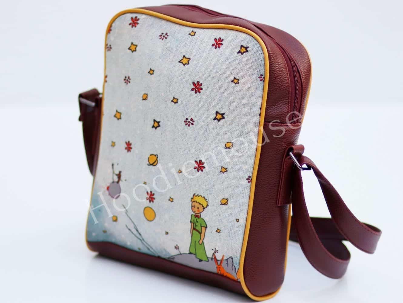 E.Küçük Prens Figürlü Büyük Postacı Kol Çantası Etnik Bohem Style - Bordo