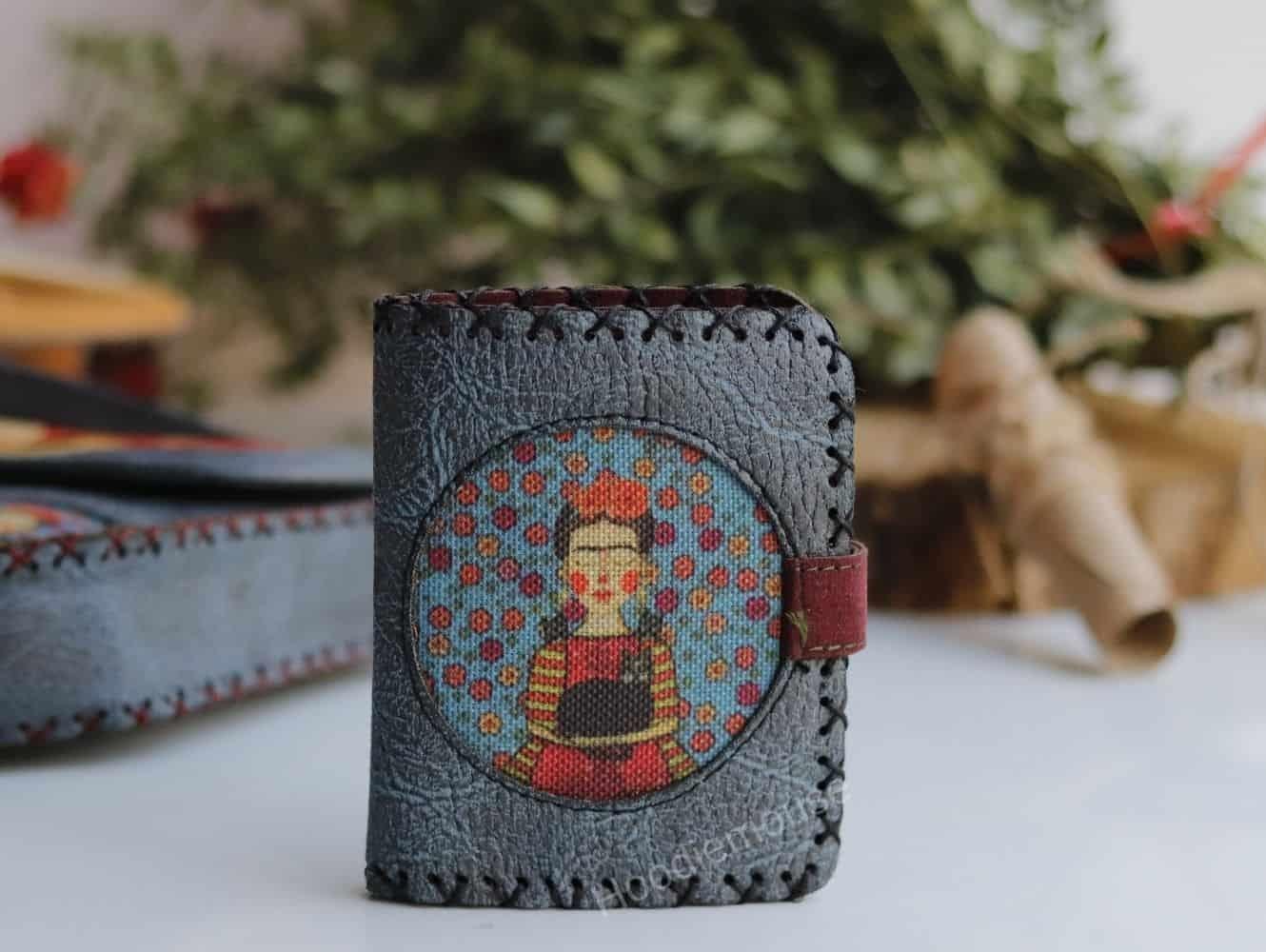 Mavi Frida Figürlü Küçük Cüzdan Etnik Bohem Retro Style - PETROL