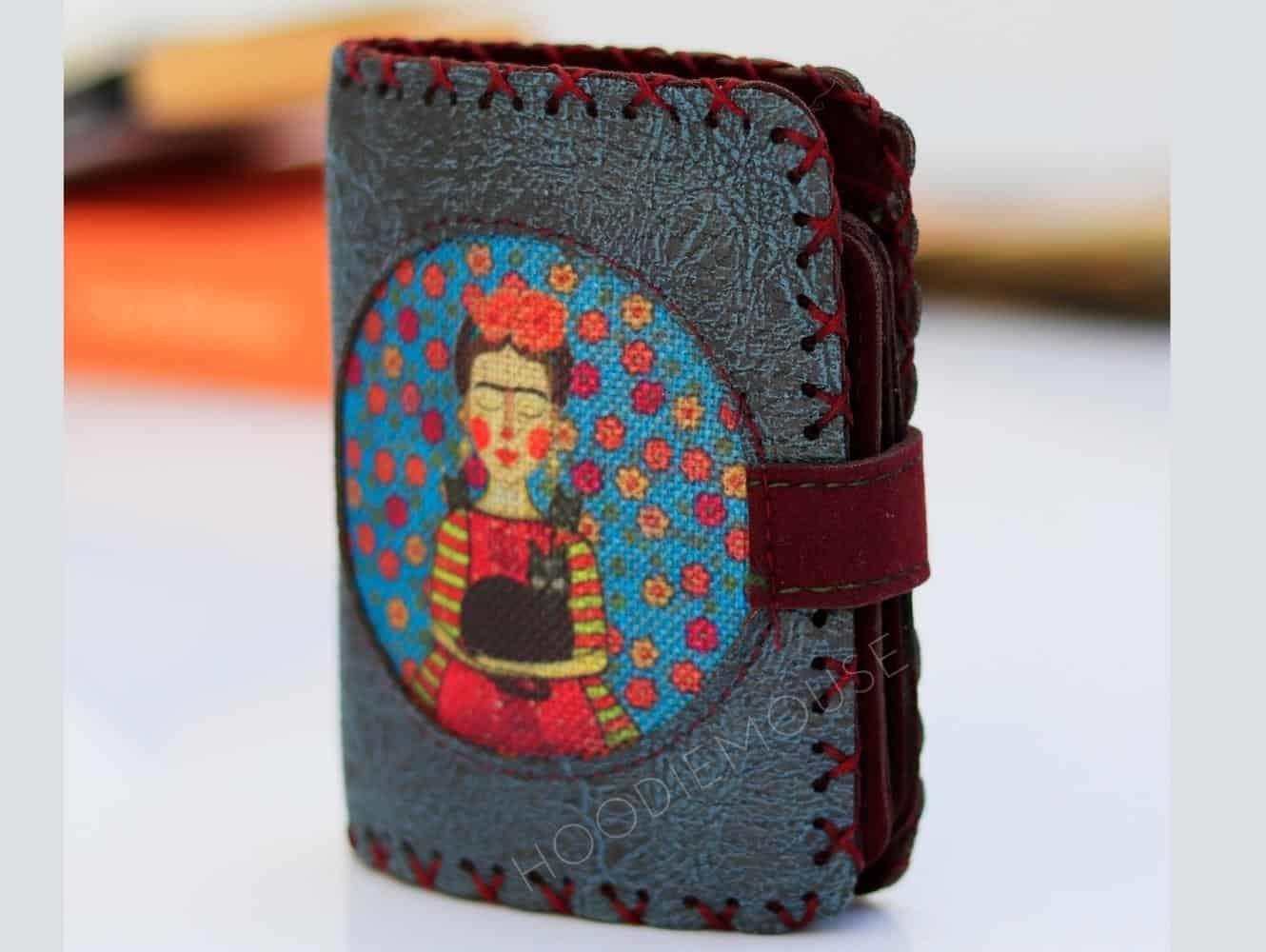 Mavi Frida Figürlü Küçük Cüzdan Etnik Bohem Retro Style - PETROL