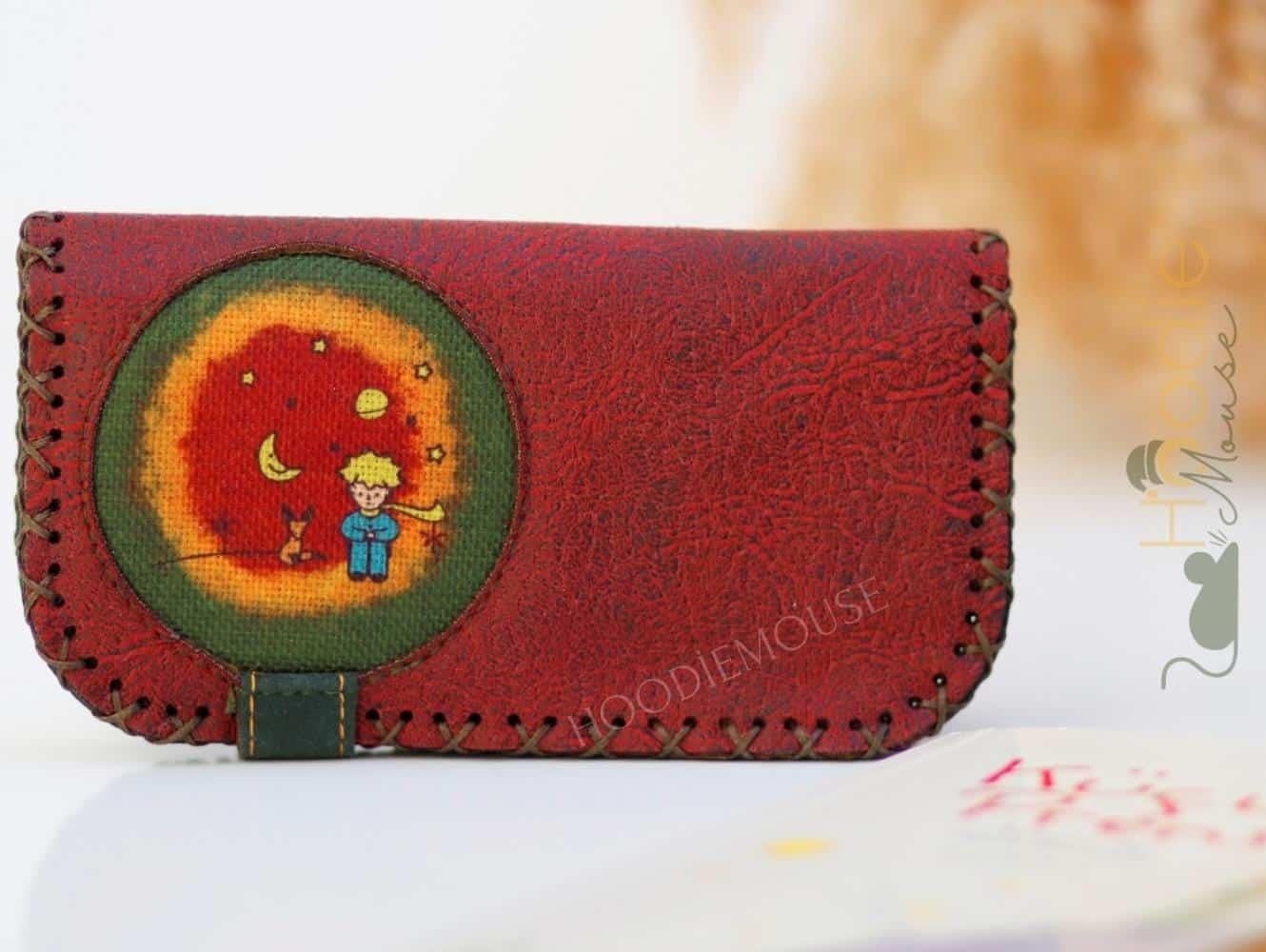Küçük Prens Figürlü Büyük Cüzdan Etnik Bohem Retro Vintage Style - BORDO