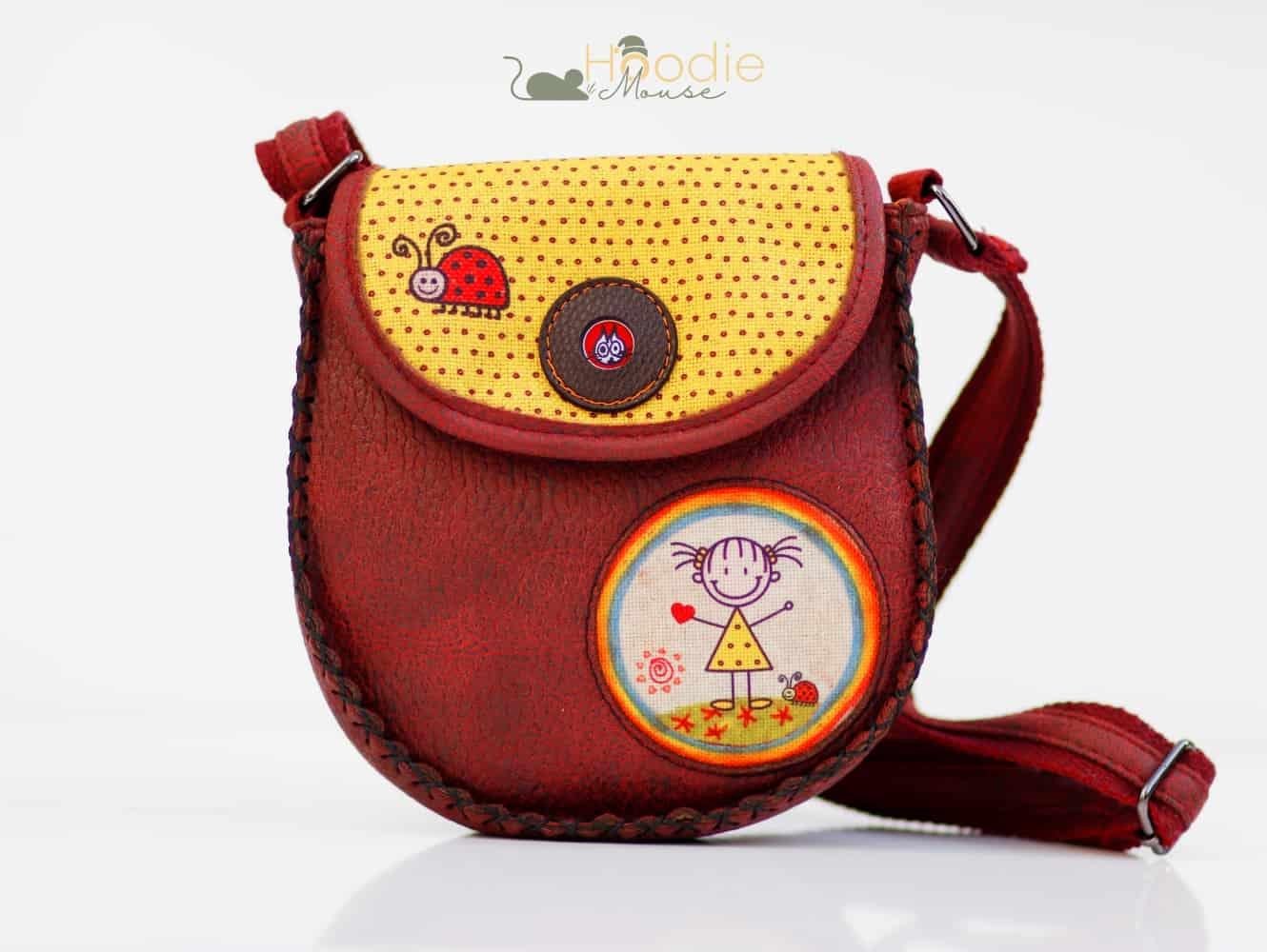 Cin Ayşe Figürlü Çapraz Örgülü Kol Çantası Etnik Bohem Style - Bordo