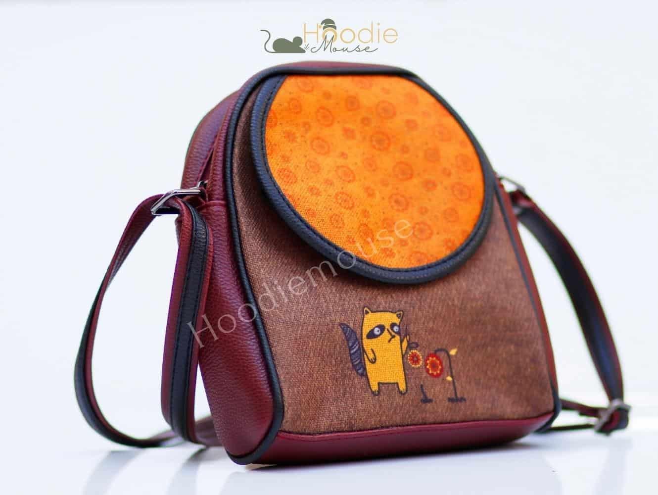 Rakun Figürlü Küçük Postacı Omuz Çantası Etnik Bohem Style - Bordo