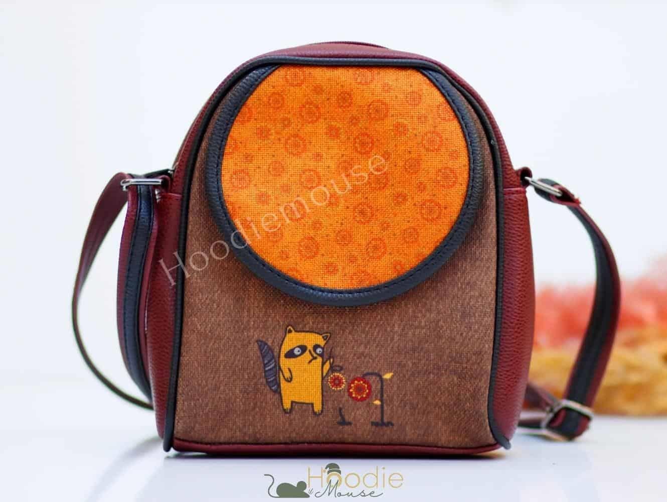 Rakun Figürlü Küçük Postacı Omuz Çantası Etnik Bohem Style - Bordo