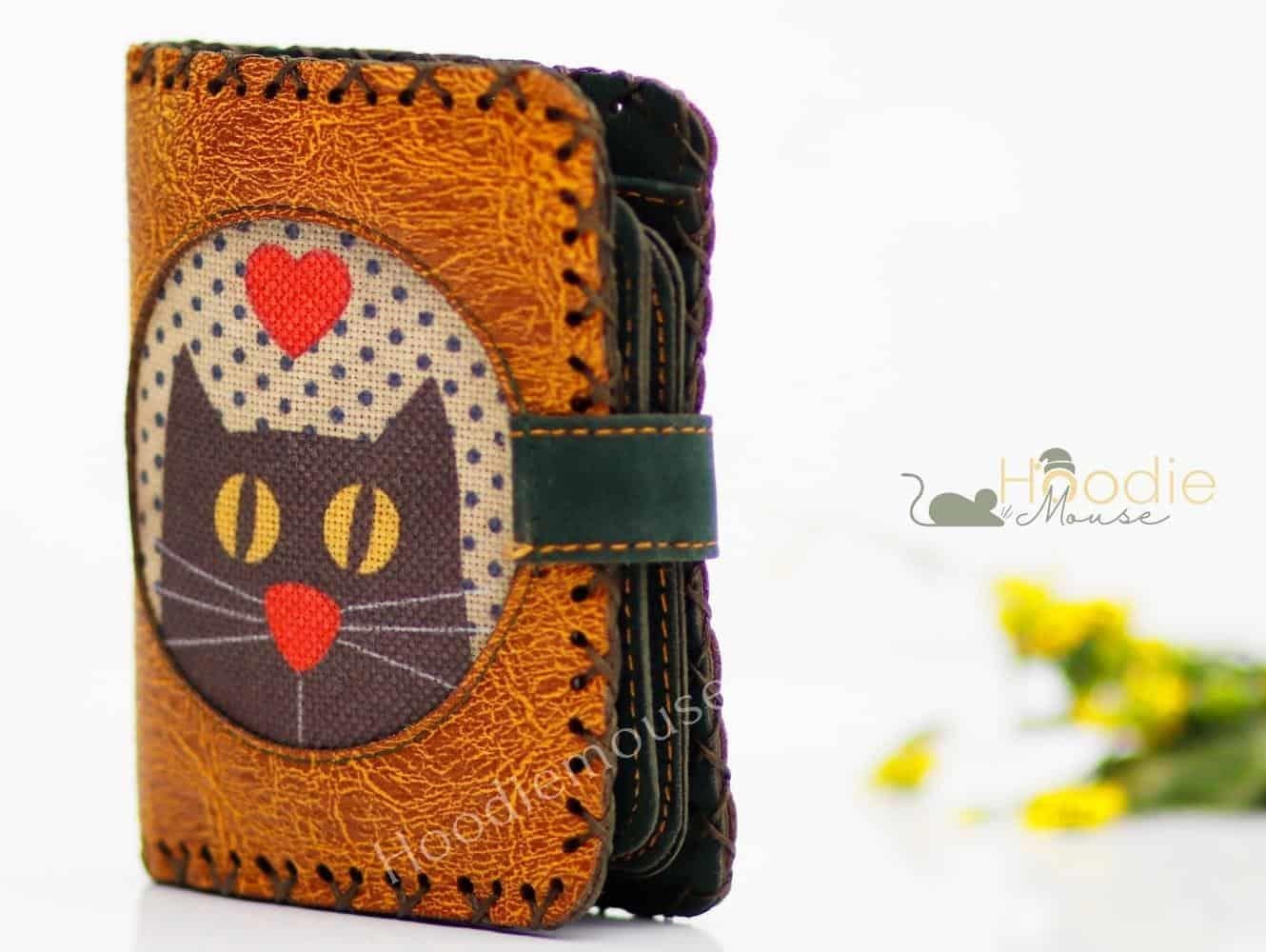 Kedi Aski Figürlü Küçük Cüzdan Etnik Bohem Retro Style - Hardal