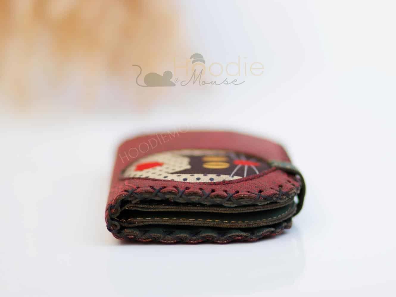 Kedi Aşkı Figürlü Büyük Cüzdan Etnik Bohem Retro Vintage Style - BORDO