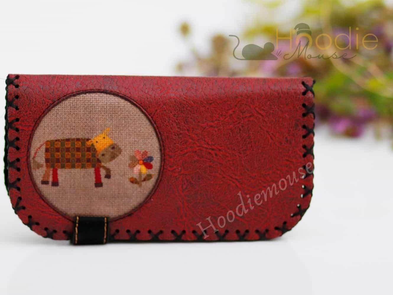 İnek Figürlü Büyük Cüzdan Etnik Bohem Retro Vintage Style -BORDO