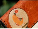 Kuş Figürlü Büyük Cüzdan Etnik Bohem Retro Vintage Style- TABA