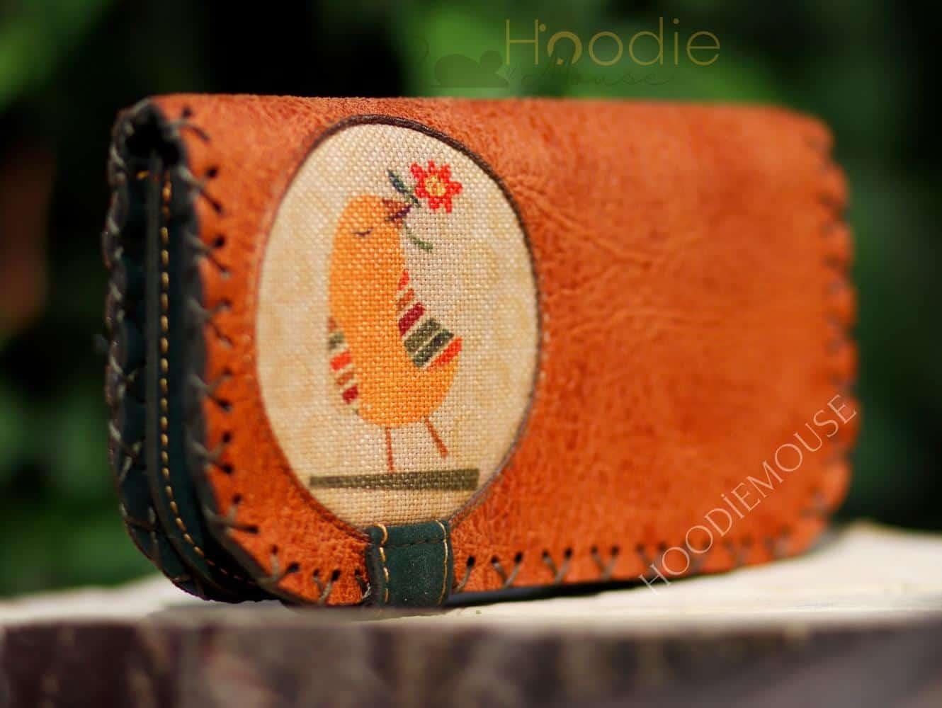 Kuş Figürlü Büyük Cüzdan Etnik Bohem Retro Vintage Style- TABA