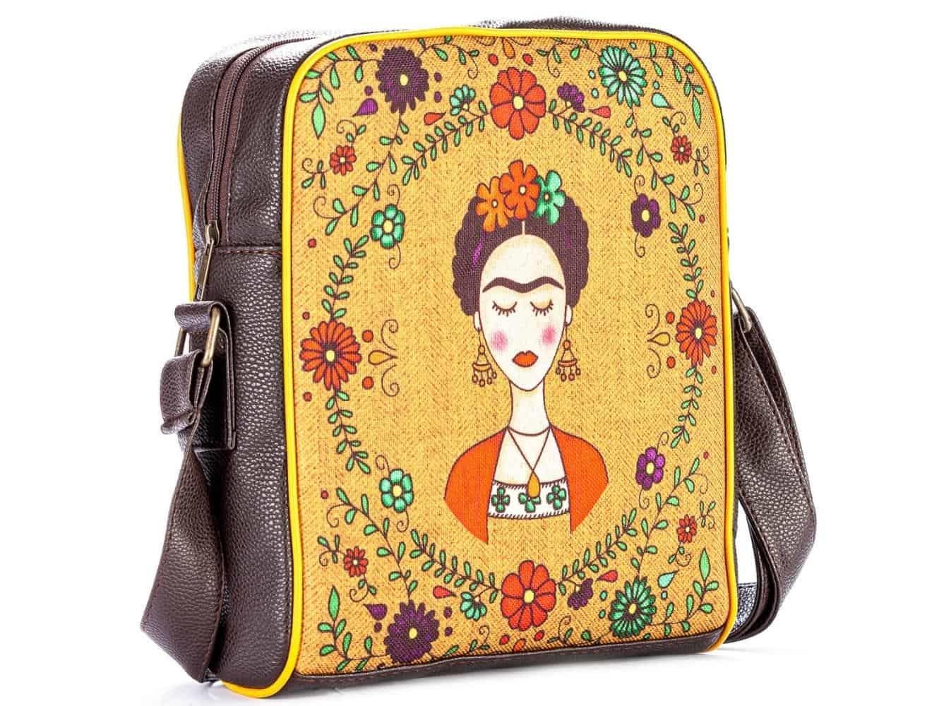 Frida Kahlo Figürlü Büyük Postacı Kol Çantası Etnik Bohem Style - Kahverengi