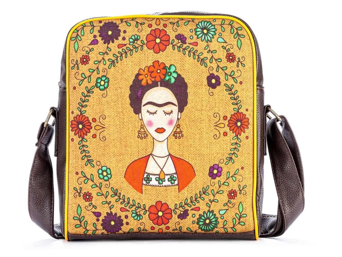 Frida Kahlo Figürlü Büyük Postacı Kol Çantası Etnik Bohem Style - Kahverengi