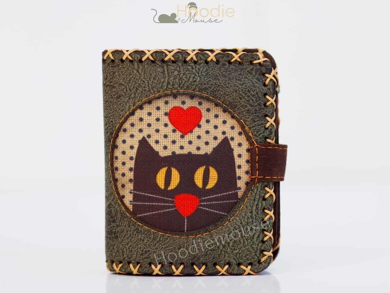 Kedi Askı Figürlü Küçük Cüzdan Etnik Bohem Retro Style -Yesil