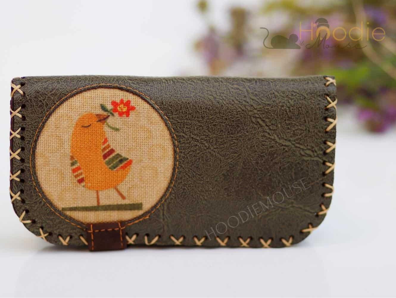 Kuş Figürlü Büyük Cüzdan Etnik Bohem Retro Vintage Style - YEŞİL