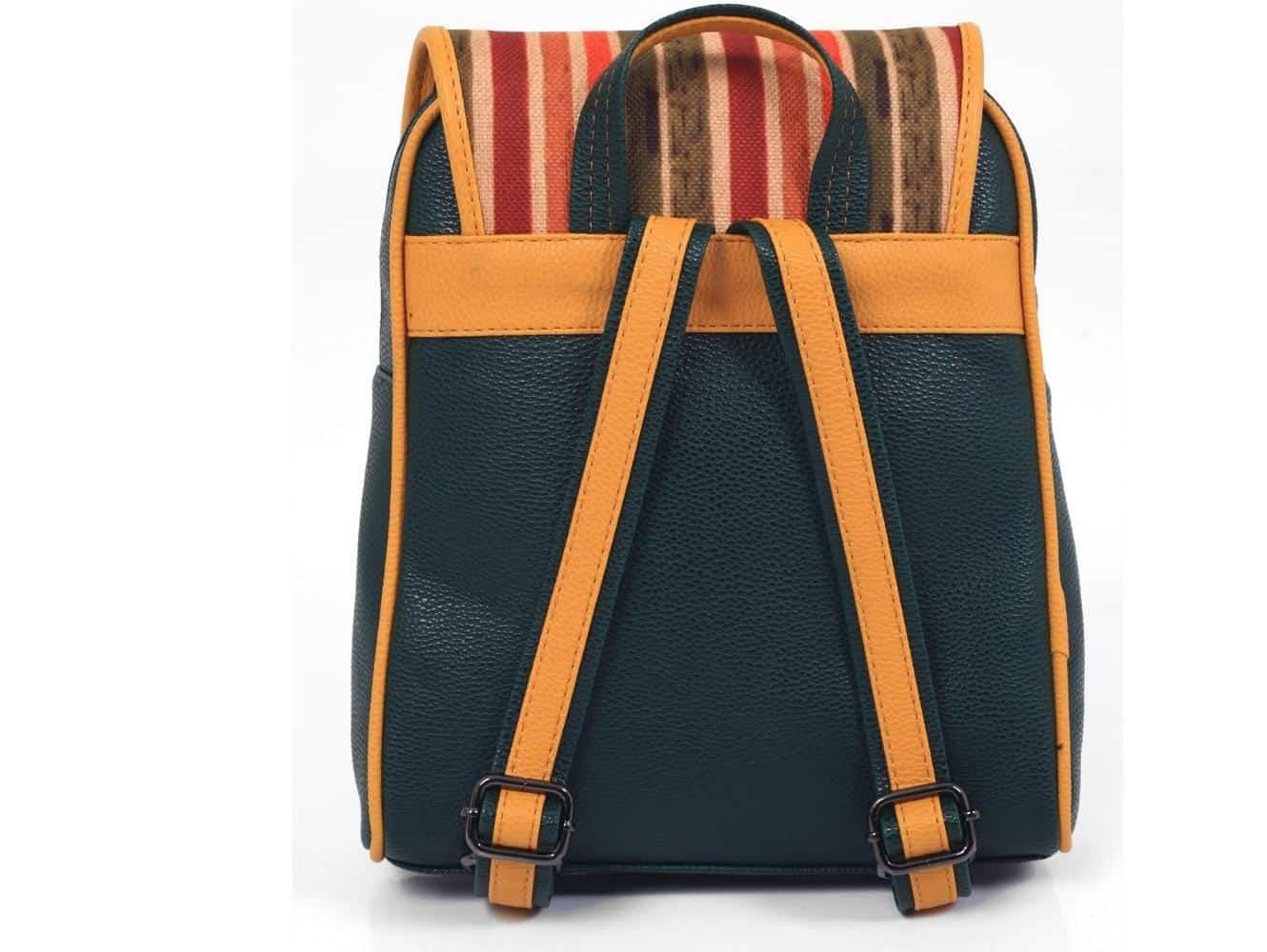 Kuş Figürlü Kapaklı Sırt Çantası Etnik Bohem Style - YESİL