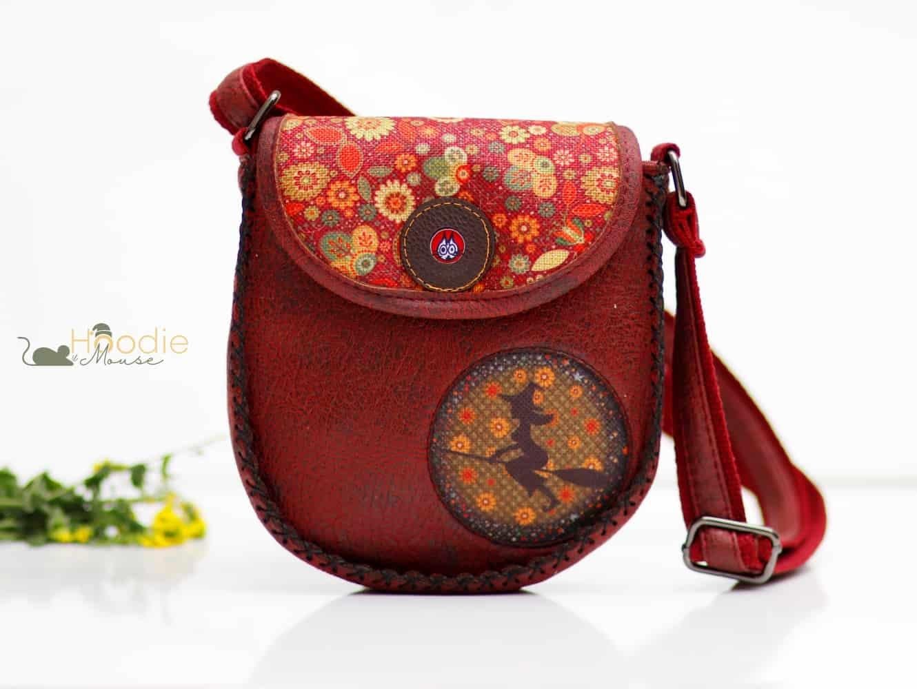 Cadı Figürlü Çapraz Örgülü Kol Çantası Etnik Bohem Style - Bordo