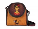 Frida Kahlo Figürlü Küçük Postacı Omuz Çantası Etnik Bohem Style - Yesil