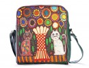 Vazo ve Kedi Figürlü Büyük Postacı Kol Çantası Etnik Bohem Style - Yesil