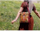 Frida Kahlo Figürlü Büyük Postacı Kol Çantası Etnik Bohem Style - Bordo