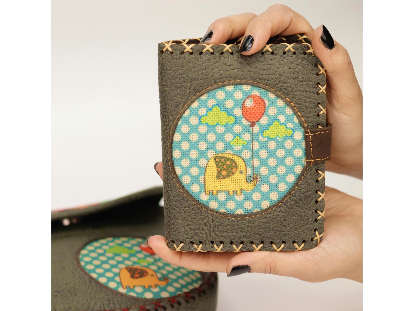 Fil Figürlü Küçük Cüzdan Etnik Bohem Retro Style - Yesil