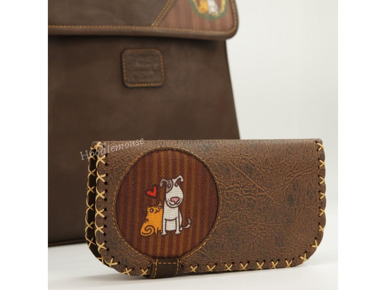 Köpek Figürlü Business Sırt Çantası Kahverengi BCüzdan Kahverengi Kombin