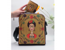 Frida Figürlü Büyük Postacı Kol Çantası Etnik Bohem Style Çanta Yesil Cüzdan Hardal Kombin