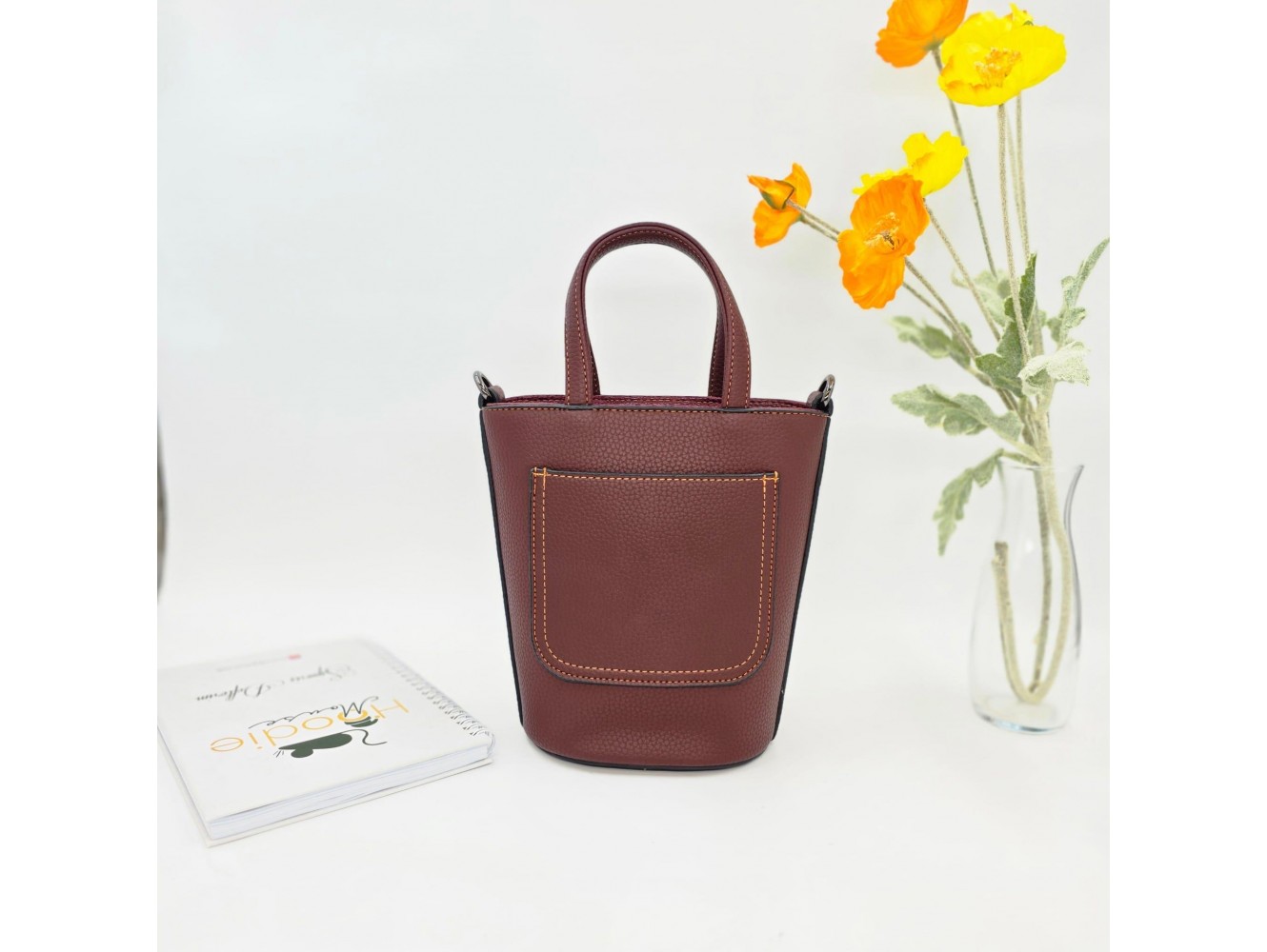 Vosvos Figürlü Kova Model Çanta Etnik Bohem Style - BORDO