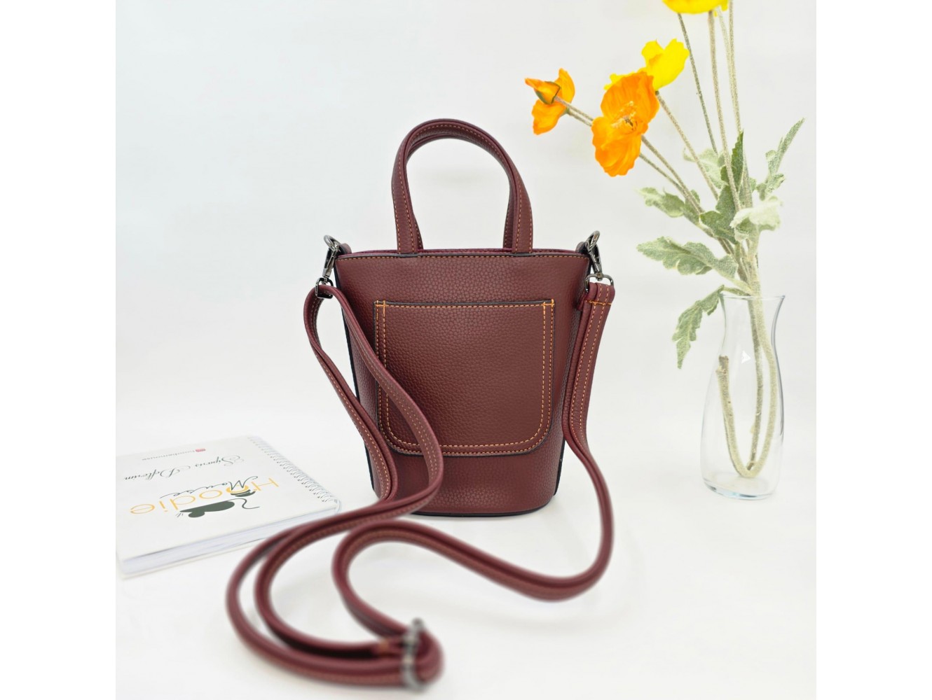 Vosvos Figürlü Kova Model Çanta Etnik Bohem Style - BORDO