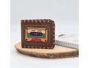Retro Kaset Figürlü Küçük Cüzdan Etnik Bohem Retro Style -Taba