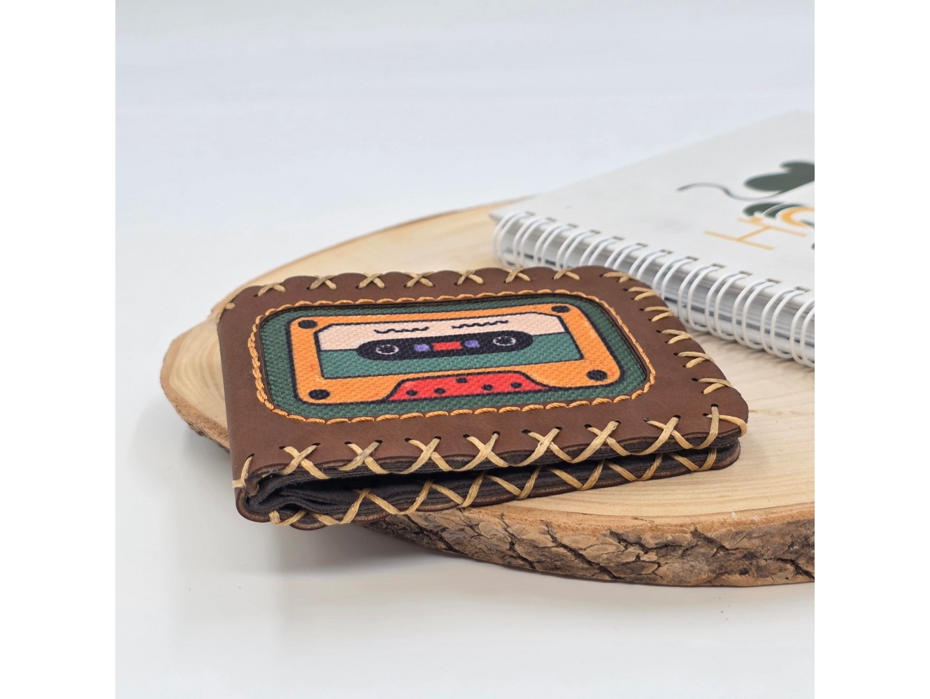 Retro Kaset Figürlü Küçük Cüzdan Etnik Bohem Retro Style -Taba